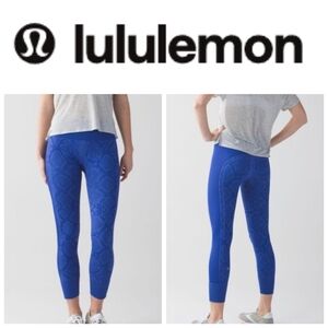 Lululemon Ebb to Street Heathered Sapphire Blue Snake Seamless Legging